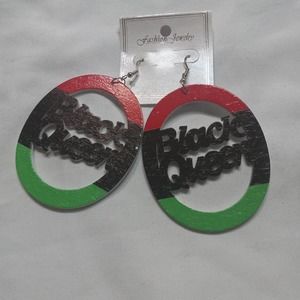 Fashion Jewelry Earrings "Black Queen" red, black, and green